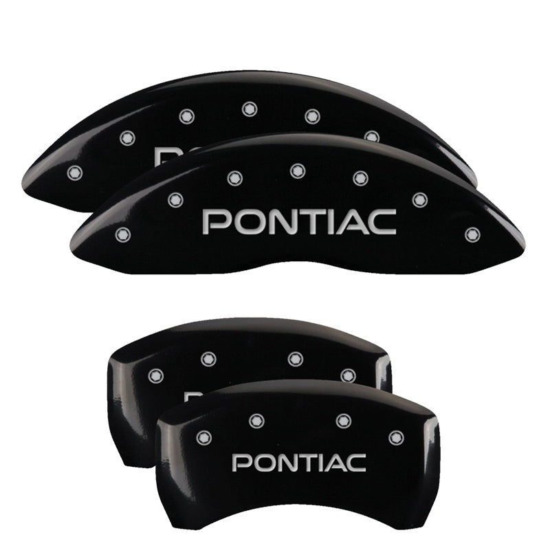 MGP 4 Caliper Covers Engraved Front & Rear Pontiac Black Finish Silver Char 2008 Pontiac G8