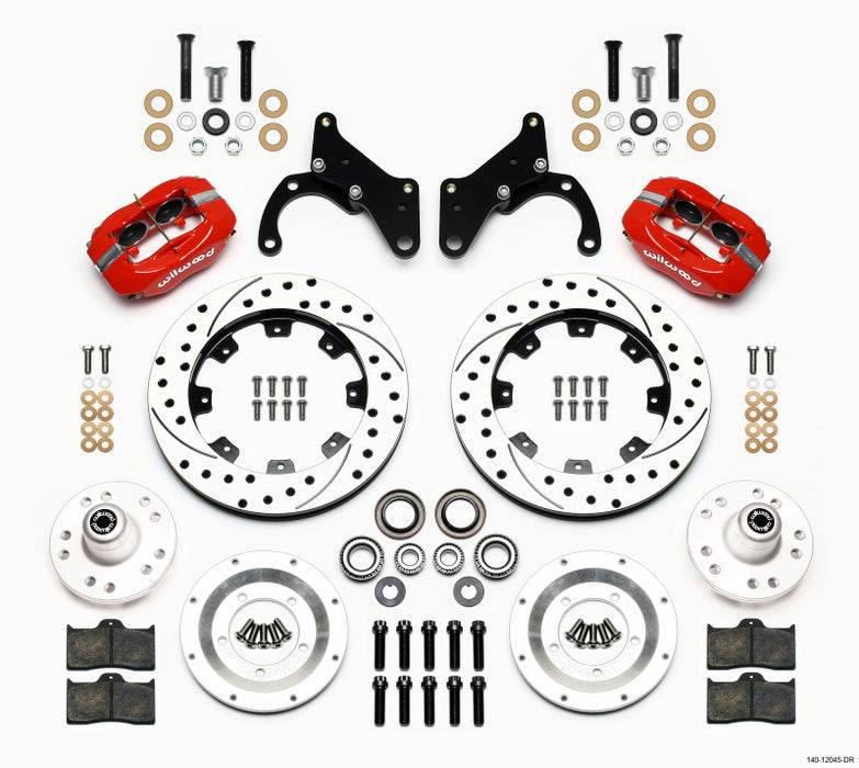 Wilwood Forged Dynalite Front Kit 12.19in Drilled Red 69-70 Impala Drum/Disc 69-82 Vette