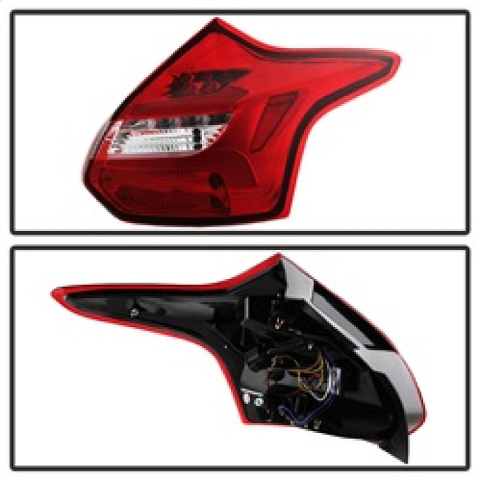 Spyder 12-14 Ford Focus 5DR LED Tail Lights - Red Clear (ALT-YD-FF12-LED-RC)