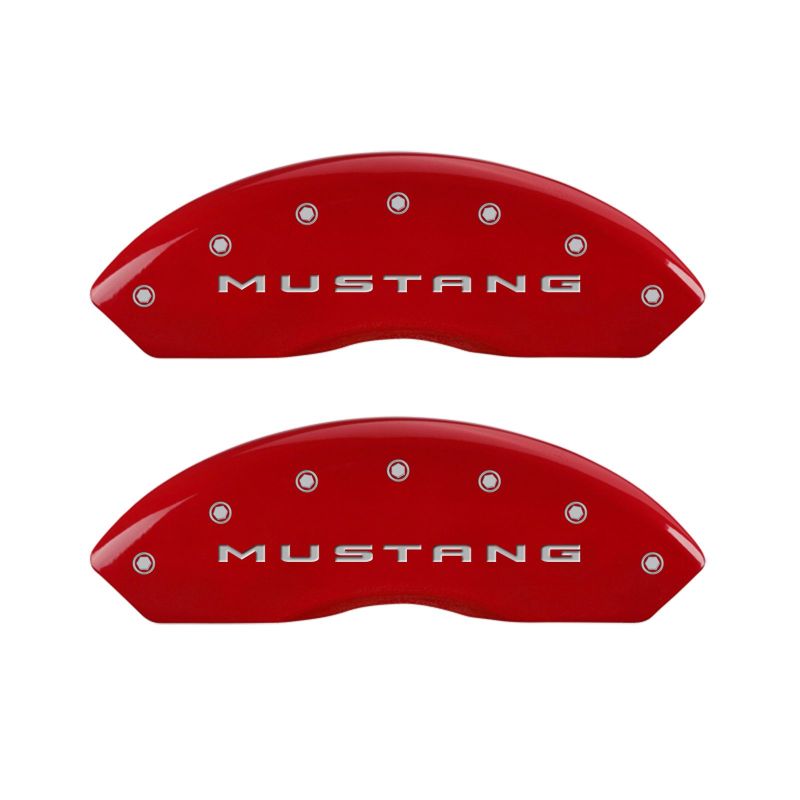 MGP 4 Caliper Covers Engraved Front 2015/Mustang Engraved Rear 2015/37 Red finish silver ch