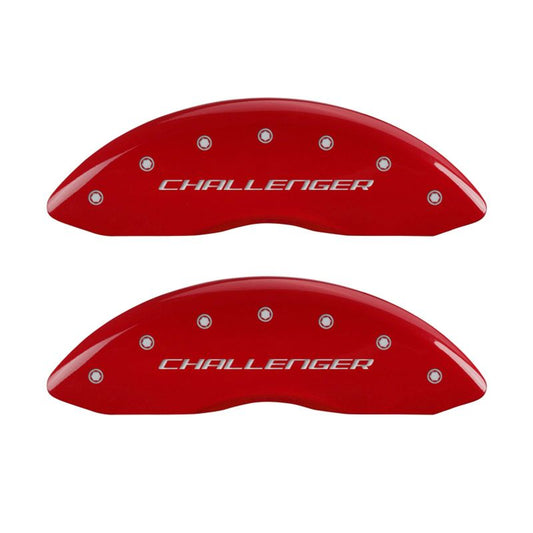 MGP 4 Caliper Covers Engraved Front Block/Challenger Engraved Rear Vintage Style/RT Red fnsh slvr ch