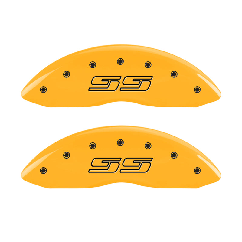 MGP 4 Caliper Covers Engraved F & R Avalanche SS Yellow Finish Blk Char 2008 Chevy Express 2500