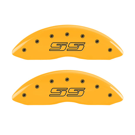 MGP 4 Caliper Covers Engraved F & R Avalanche SS Yellow Finish Blk Char 2008 Chevy Express 2500