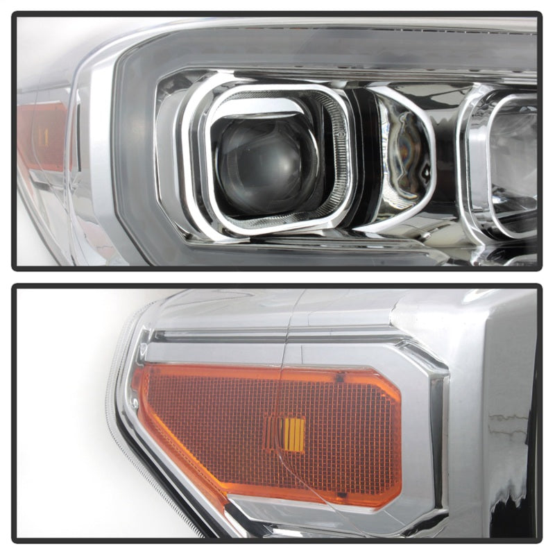 xTune Toyota Tacoma 16-18 DRL Light Bar Projector Headlights - Chrome PRO-JH-TTA16-LBDRL-C