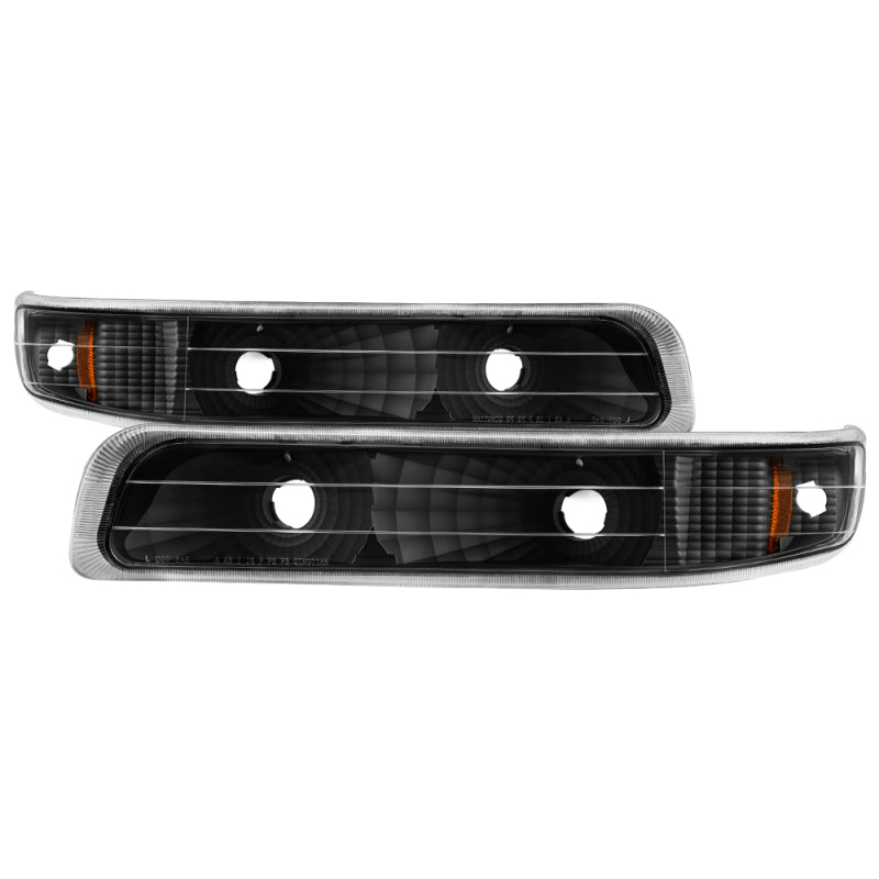 xTune Chevy Silverado 99-02 Amber Reflector Bumper Lights Black CBL-JH-CS99-AM-BK