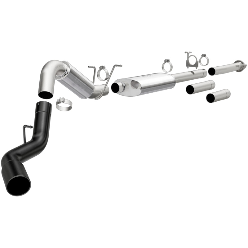 MagnaFlow 11-19 GM 2500/3500 6.0L 4in Single Passenger Side Rear Exit Cat-Back Exhaust w/Black Tips