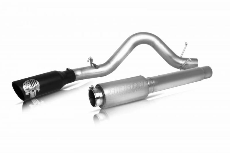 Gibson 11-13 GMC Sierra 1500 SLT 6.2L 4in Patriot Skull Series Cat-Back Single Exhaust - Stainless