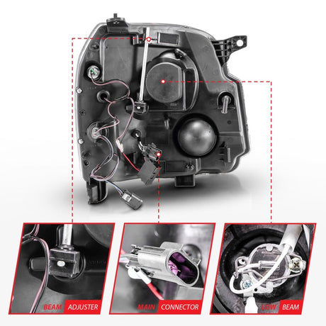 ANZO 2007-2014 GMC Yukon Projector Headlights w/ Halo Chrome (CCFL)