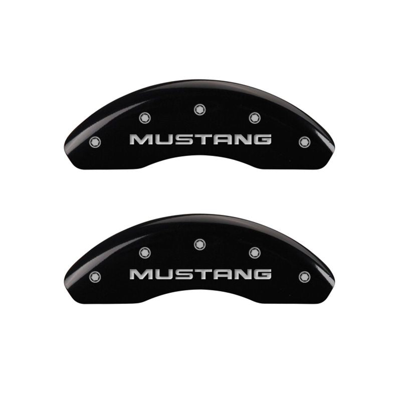 MGP 4 Caliper Covers Engraved Front Mustang Engraved Rear SN95/GT Black finish silver ch