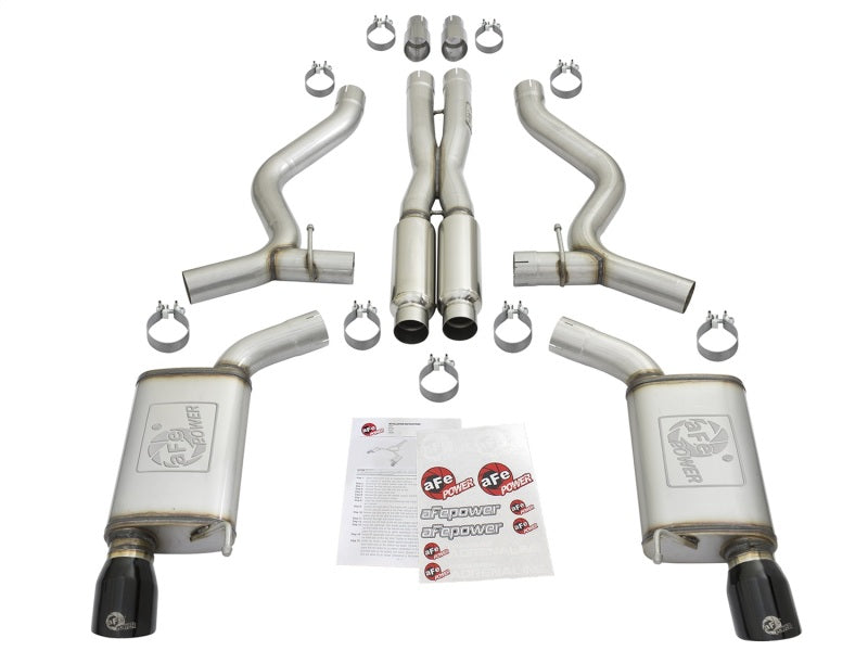 aFe MACHForce XP 3in 304 SS Loud Tone Cat-Back w/ Black Tips 15-17 Ford Mustang V6-3.7L/V8-5.0L