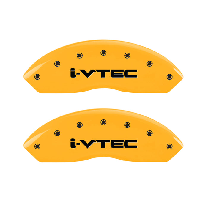 MGP 4 Caliper Covers Engraved Front & Rear I-Vtec Yellow Finish Black Char 2007 Honda Accord