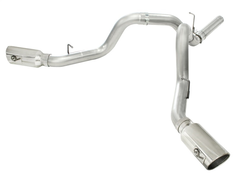 aFe MACHForce XP Exhaust Aluminized Dual Split DPF Back 11-15 GM Diesel Truck V8-6.6L (td) (pol tip)