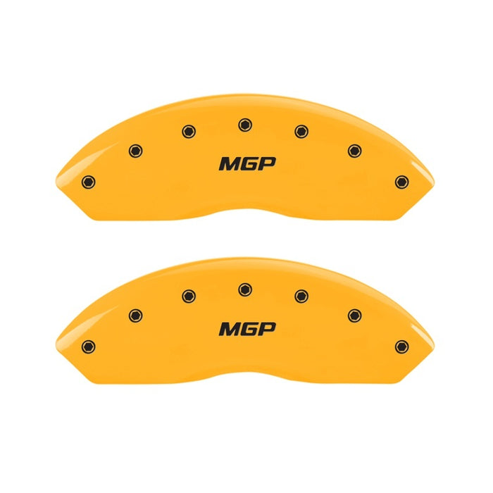 MGP 2 Caliper Covers Engraved Front MGP Yellow Finish Black Characters 2006 Jeep Wrangler