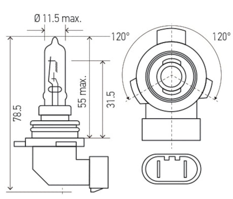 Hella Bulb 9012LL/HIR2 12V 55W PX22d