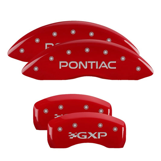 MGP 4 Caliper Covers Engraved Front & Rear Pontiac Red finish silver ch