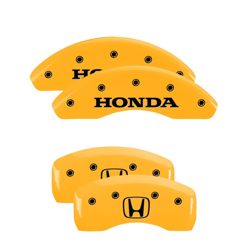 MGP 4 Caliper Covers Engraved Front & Rear Honda Yellow Finish Black Char 2001 Honda Accord