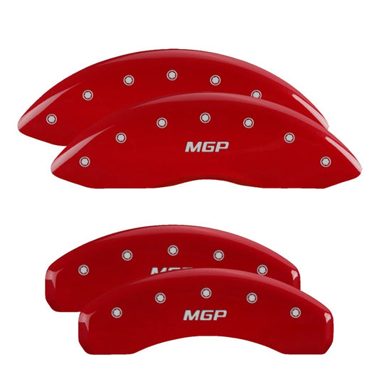 MGP Front set 2 Caliper Covers Engraved Front MGP Red finish silver ch