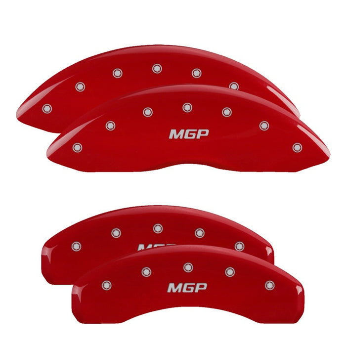 MGP 4 Caliper Covers Engraved Front & Rear Style 2/Chrysler Wing Red finish silver ch