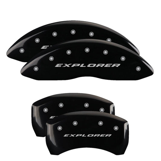 MGP 4 Caliper Covers Engraved Front & Rear Explorer Black finish silver ch