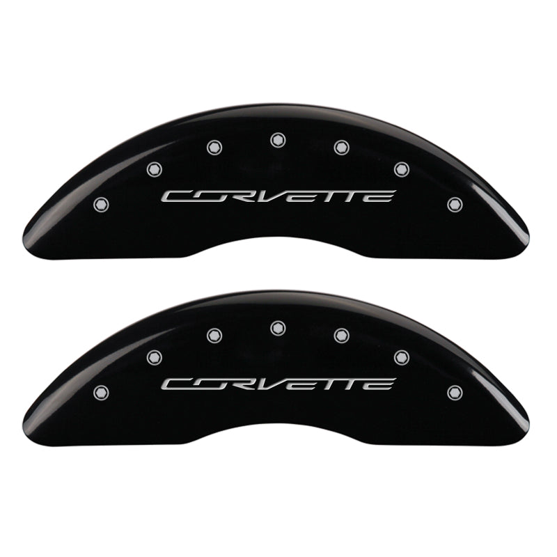 MGP 4 Caliper Covers Engraved Front & Rear C7/Corvette Black finish silver ch