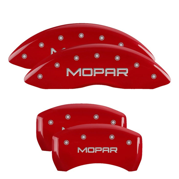 MGP 4 Caliper Covers Engraved Front & Rear MOPAR Red finish silver ch