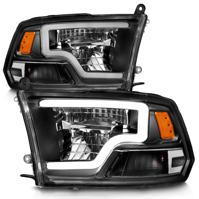 ANZO 2009-2020 Dodge Ram 1500 Full LED Square Projector Headlights w/ Chrome Housing Black Amber