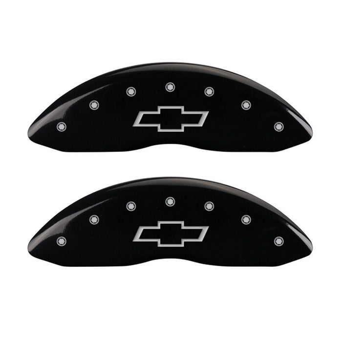 MGP Front set 2 Caliper Covers Engraved Front Bowtie Black finish silver ch