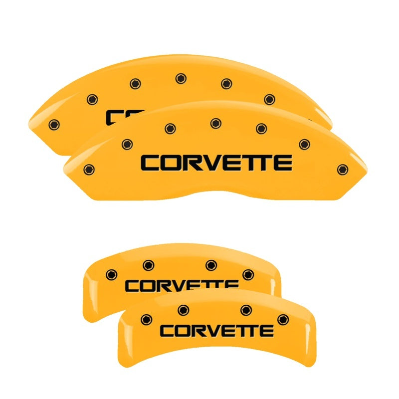 MGP 4 Caliper Covers Engraved F & R C4/Corvette Yellow Finish Black Char 1988 Chevrolet Corvette