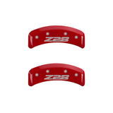 MGP 4 Caliper Covers Engraved Front Gen 4/Camaro Engraved Rear Gen 4/Z28 Red finish silver ch