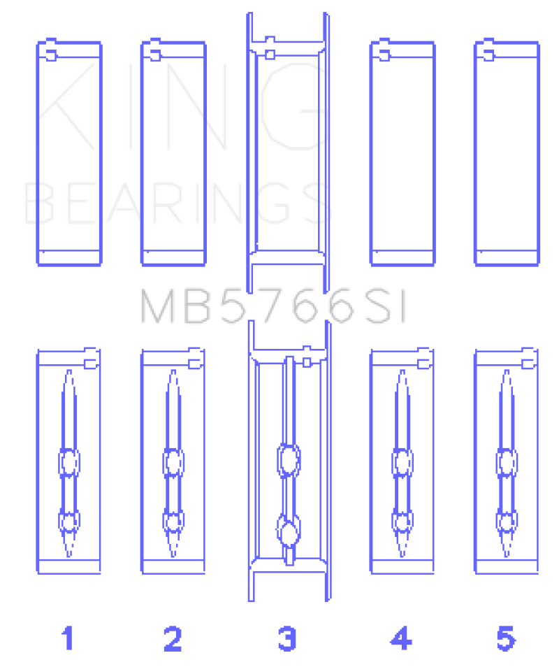 King Engine Bearings GM LS1/2/4/6 (Housing Bore +.010) (Size .001 Oversized) Main Bearing Set