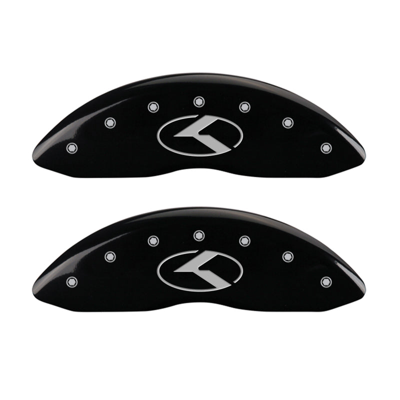 MGP 4 Caliper Covers Engraved Front & Rear Circle K/Kia Black finish silver ch