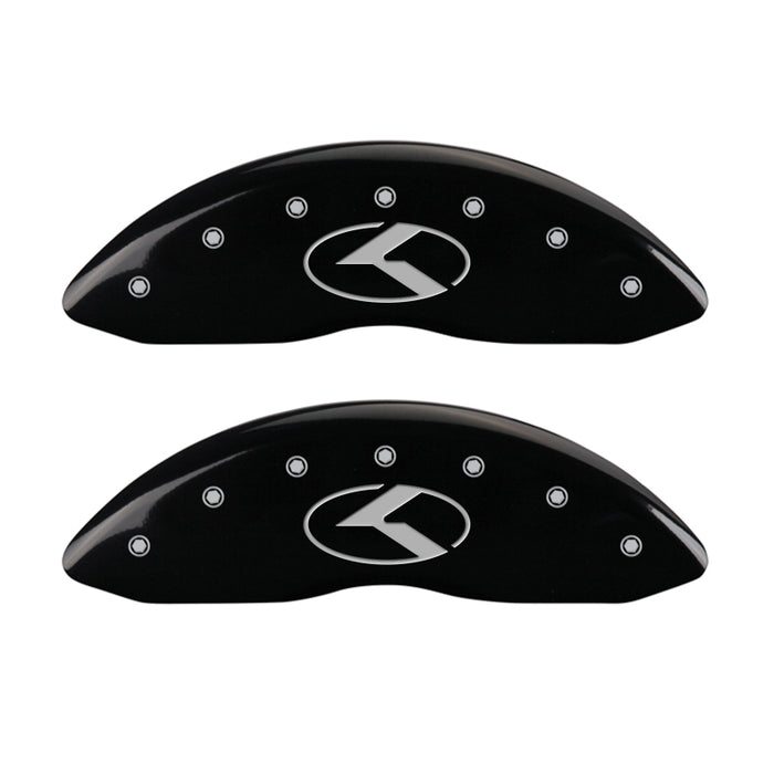 MGP 4 Caliper Covers Engraved Front & Rear Circle K/Kia Black finish silver ch