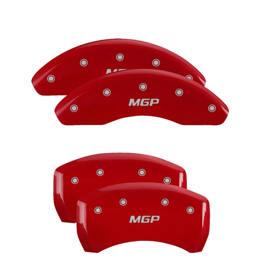 MGP 4 Caliper Covers Engraved Front & Rear MGP Red Finish Silver Characters 2018 Hyundai Kona