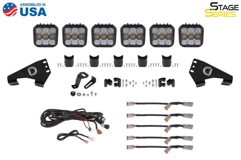 Diode Dynamics 20-Present Polaris RZR SS5 Sport CrossLink Roof - Yellow Combo Lightbar Kit