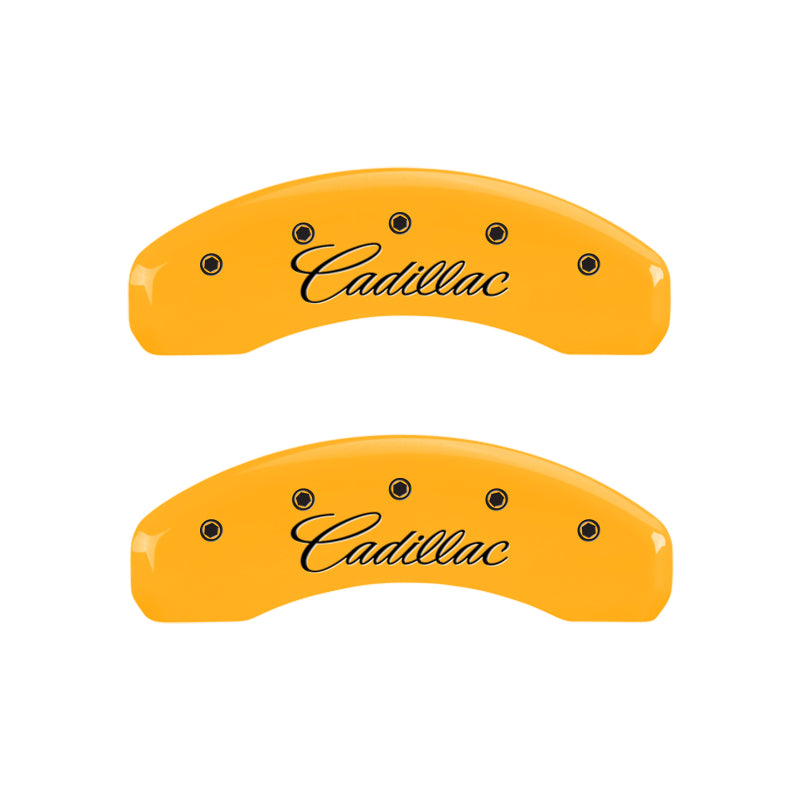 MGP 4 Caliper Covers Engraved F & R Cadillac Yellow Finish Black Char 2004 Cadillac Escalade EXT