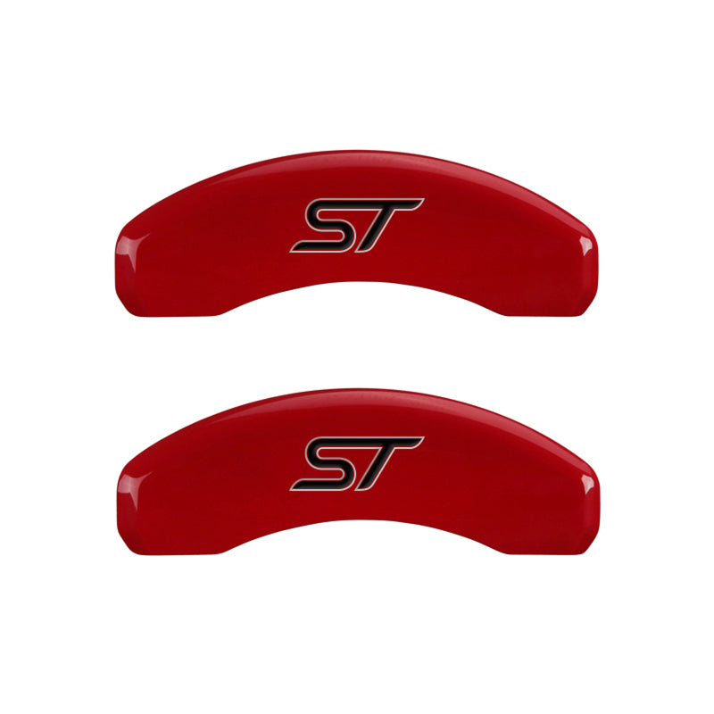 MGP 4 Caliper Covers Engraved Front & Rear No bolts/ST Red finish silver ch