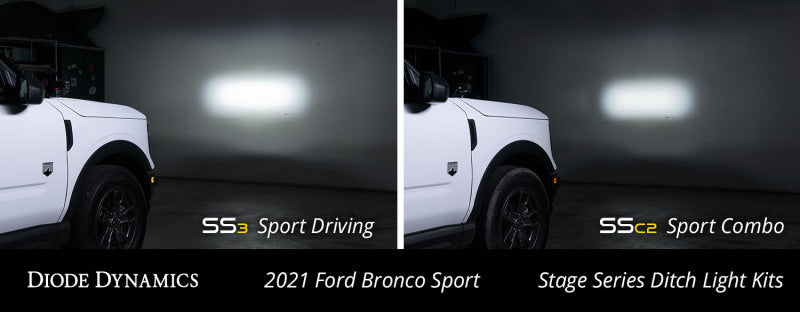 Diode Dynamics 2021 Ford Bronco Stage Series 2in LED Ditch Light Kit - Sport Yellow Pro Combo