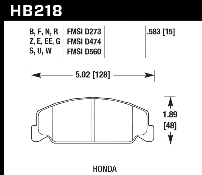 Hawk Honda Accord/Civic/CRX Front Race Blue 9012 Brake Pads