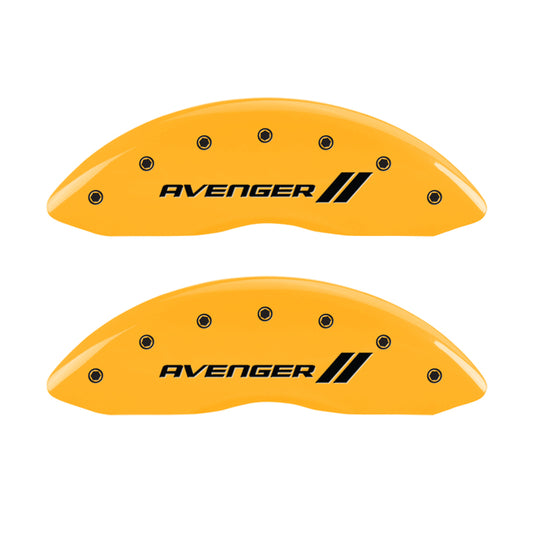 MGP 4 Caliper Covers Engraved Front & Rear With stripes/Avenger Yellow finish black ch