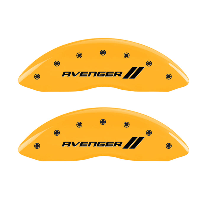 MGP 4 Caliper Covers Engraved Front & Rear With stripes/Avenger Yellow finish black ch