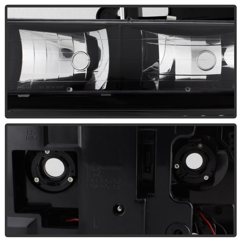 xTune Chevy Suburban 94-98 Headlights w/ Corner & Parking Lights 8pcs Black HD-JH-CCK88-AM-BK-SET