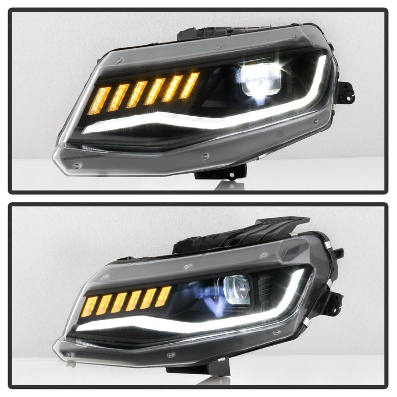 Spyder Chevy Camaro 16-18 HID Model Full LED Headlights Black PRO-YD-CCAM16HIDAP-SEQ-BK