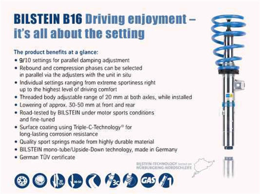 Bilstein B16 13-16 BMW 320i / 328i / 335i xDrive Front and Rear Performance Suspension System