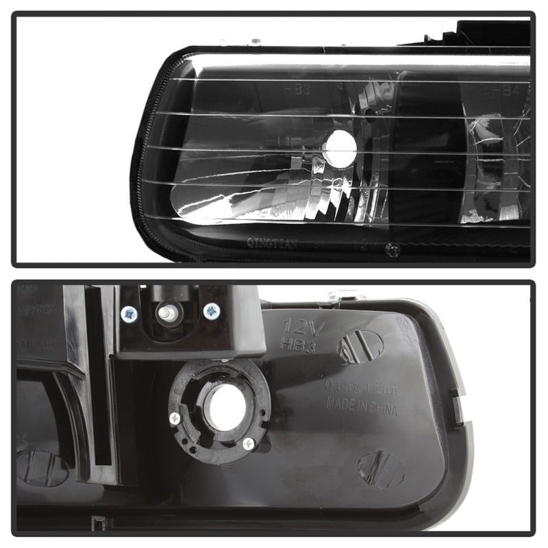 xTune Chevy Tahoe 00-06 Amber Crystal Headlights Black HD-JH-CSIL99-BK