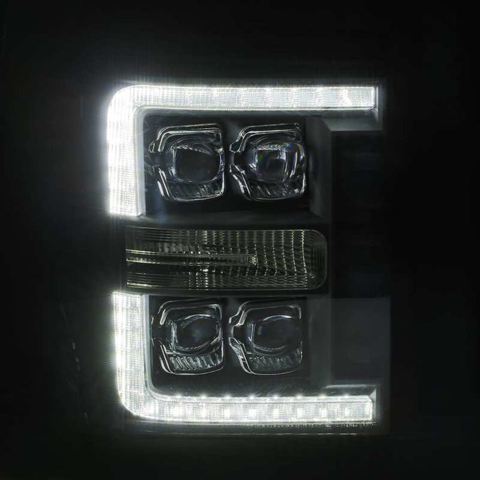 AlphaRex 11-16 Ford F-350 SD NOVA LED Proj Headlights Plank Style Chrm w/Activ Light/Seq Signal