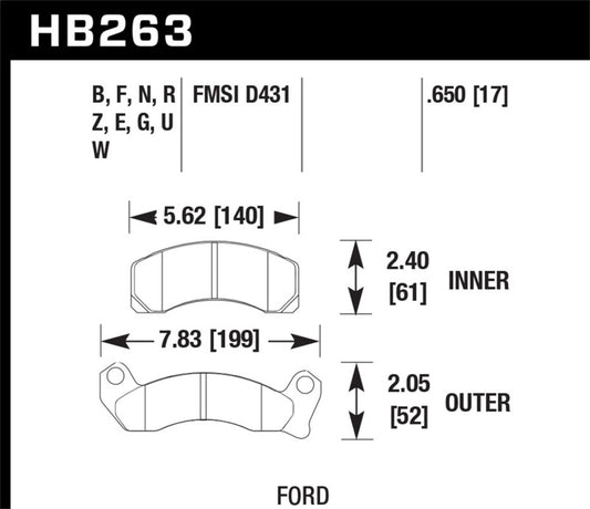 Hawk 87-93 Ford Mustang GT Track DTC-70 Front Brake Pads