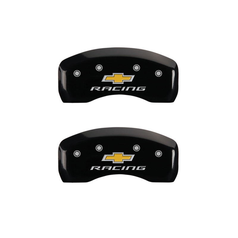 MGP 4 Caliper Covers Engraved F & R Chevy Racing Black Finish Silver Char 2019 Chevrolet Malibu