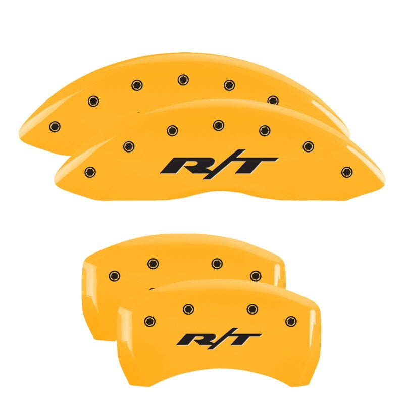 MGP 4 Caliper Covers Engraved Front & Rear RT1-Truck Yellow Finish Black Char 2007 Dodge Charger