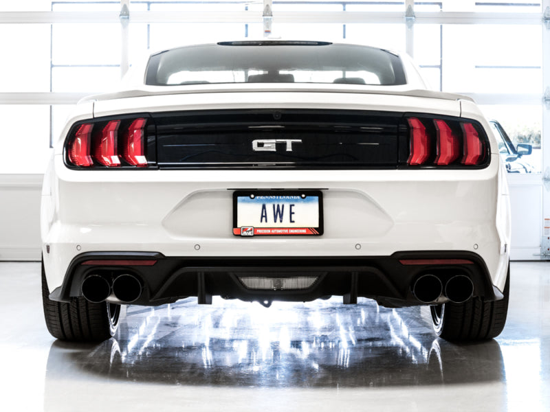 AWE Tuning 2018+ Ford Mustang GT (S550) Cat-back Exhaust - Touring Edition (Quad Diamond Black Tips)