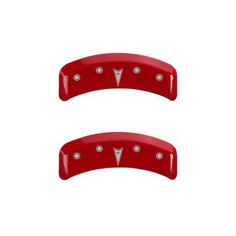 MGP 4 Caliper Covers Engraved Front Pontiac Engraved Rear Arrow Red finish silver ch